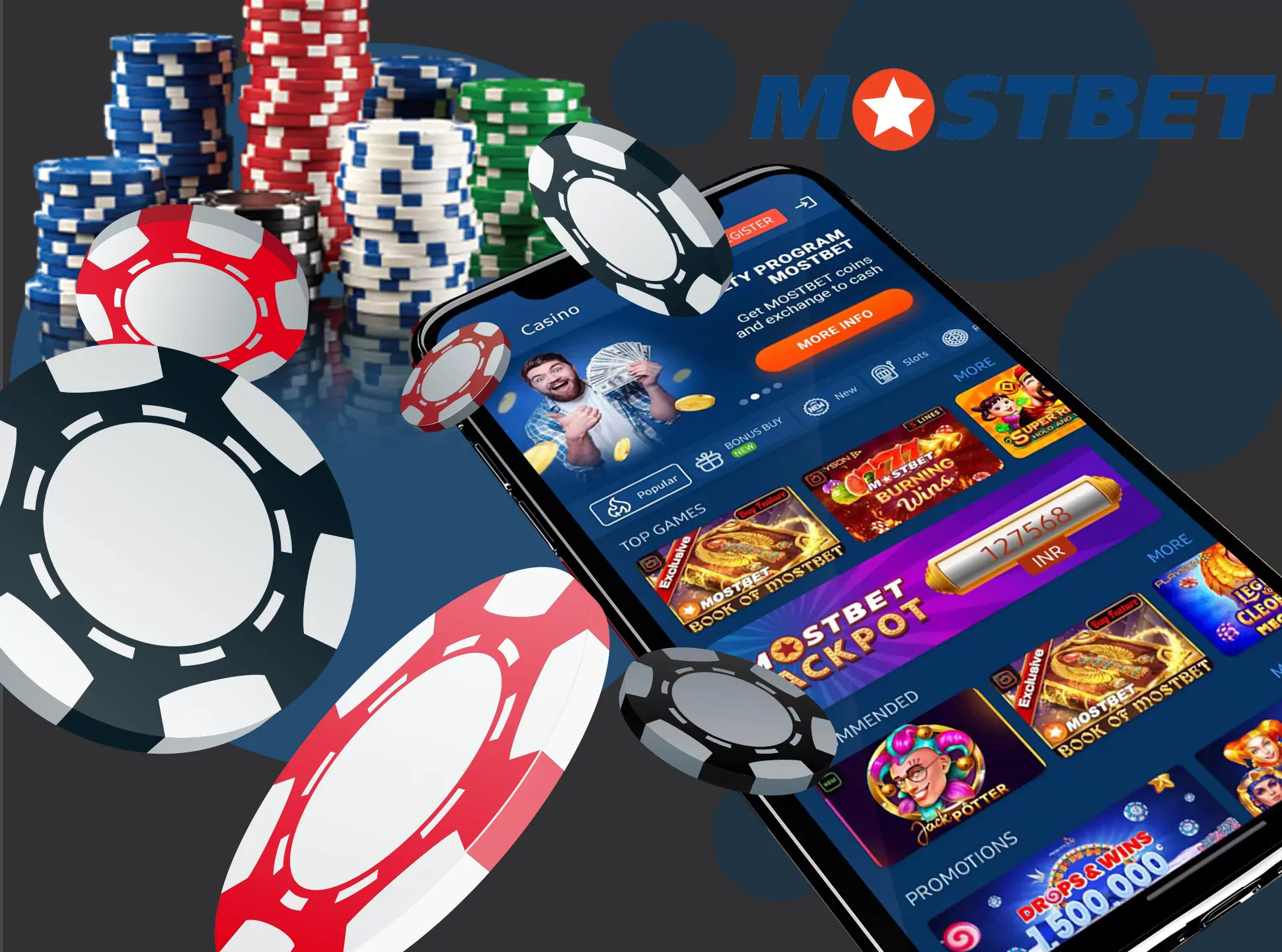 There is also a casino section in the Mostbet app.