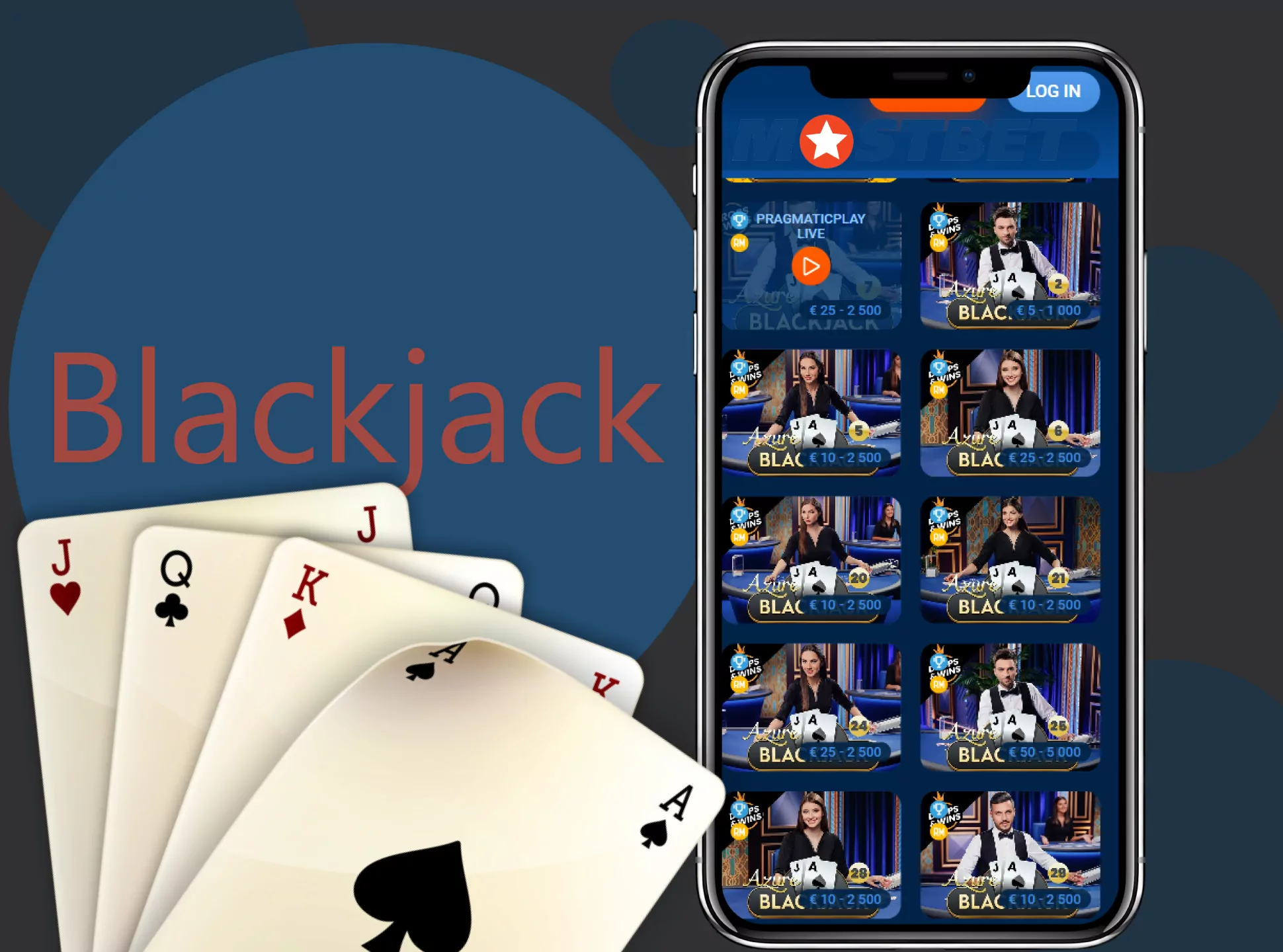 Get 21 points to win the live blackjack game.