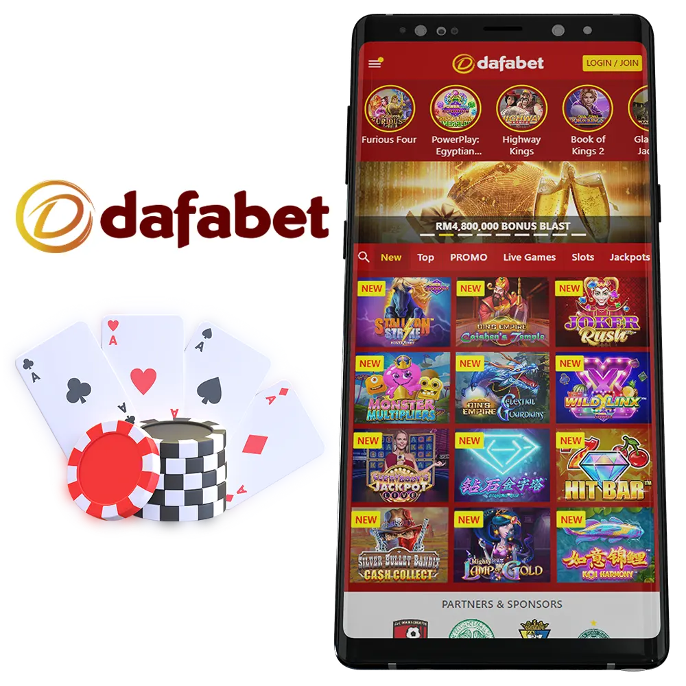 Play new casino games using Dafabet app.