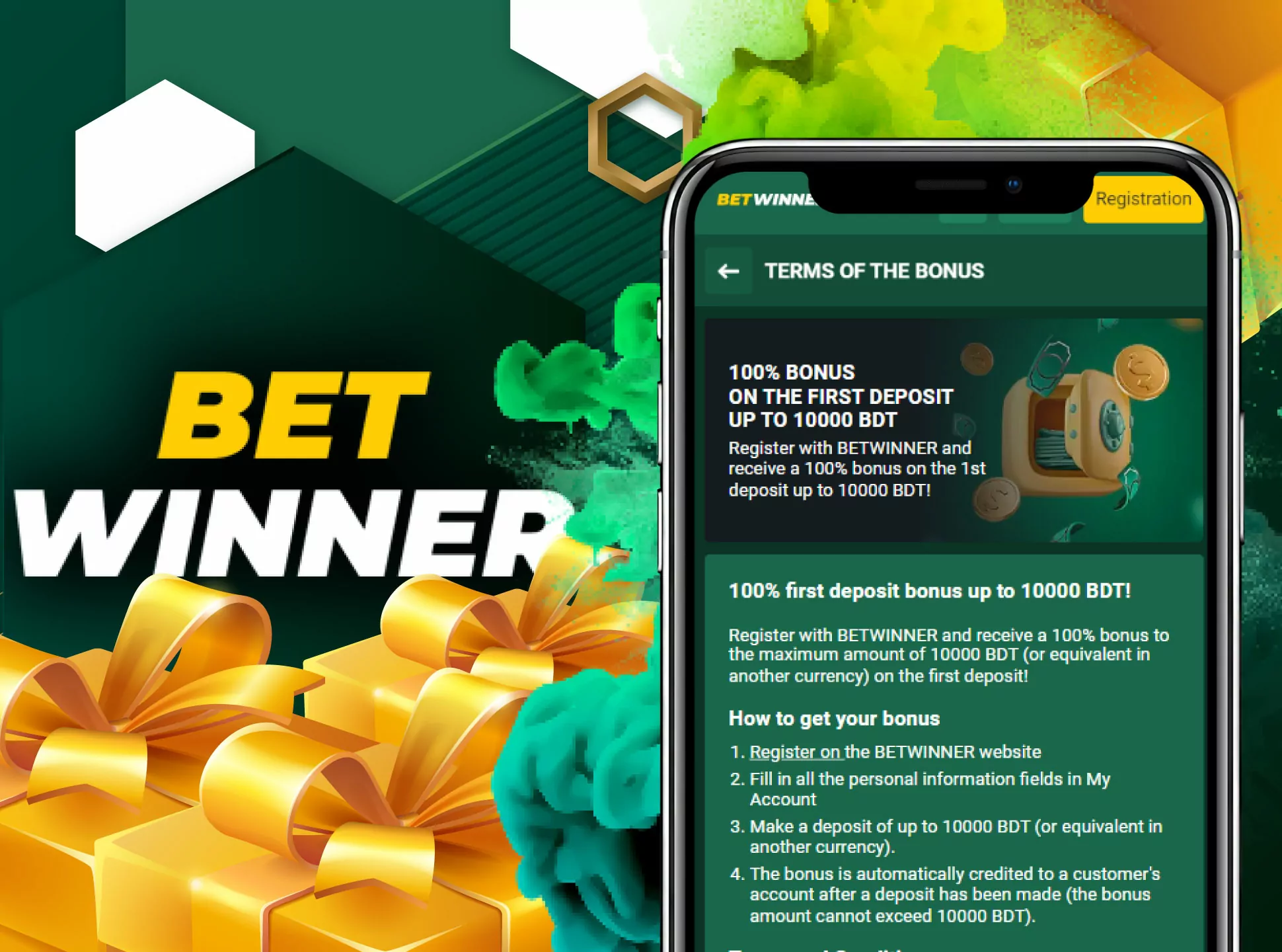 Get you welcome bonuses after first deposit at Betwinner.