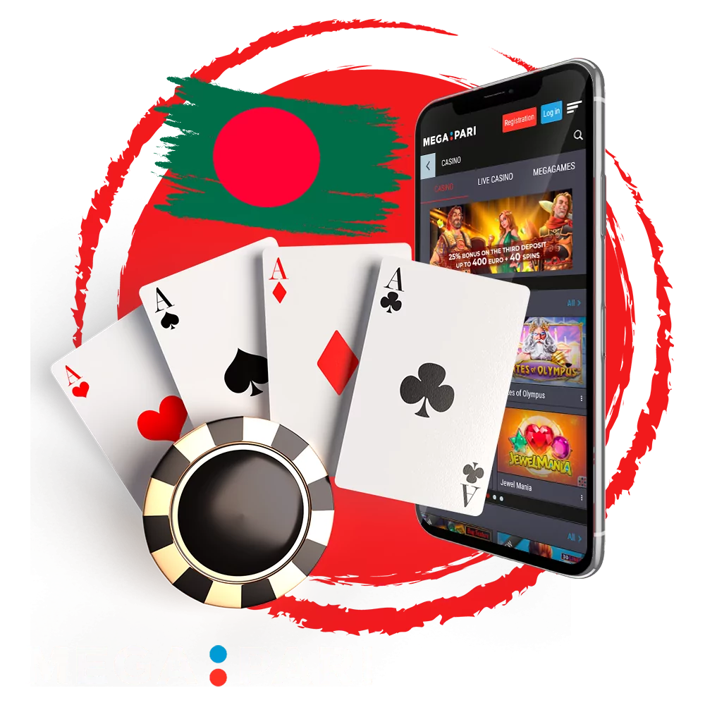 Receive a bonus of up to 145,000 BDT right after the first deposit at MegaPari casino.