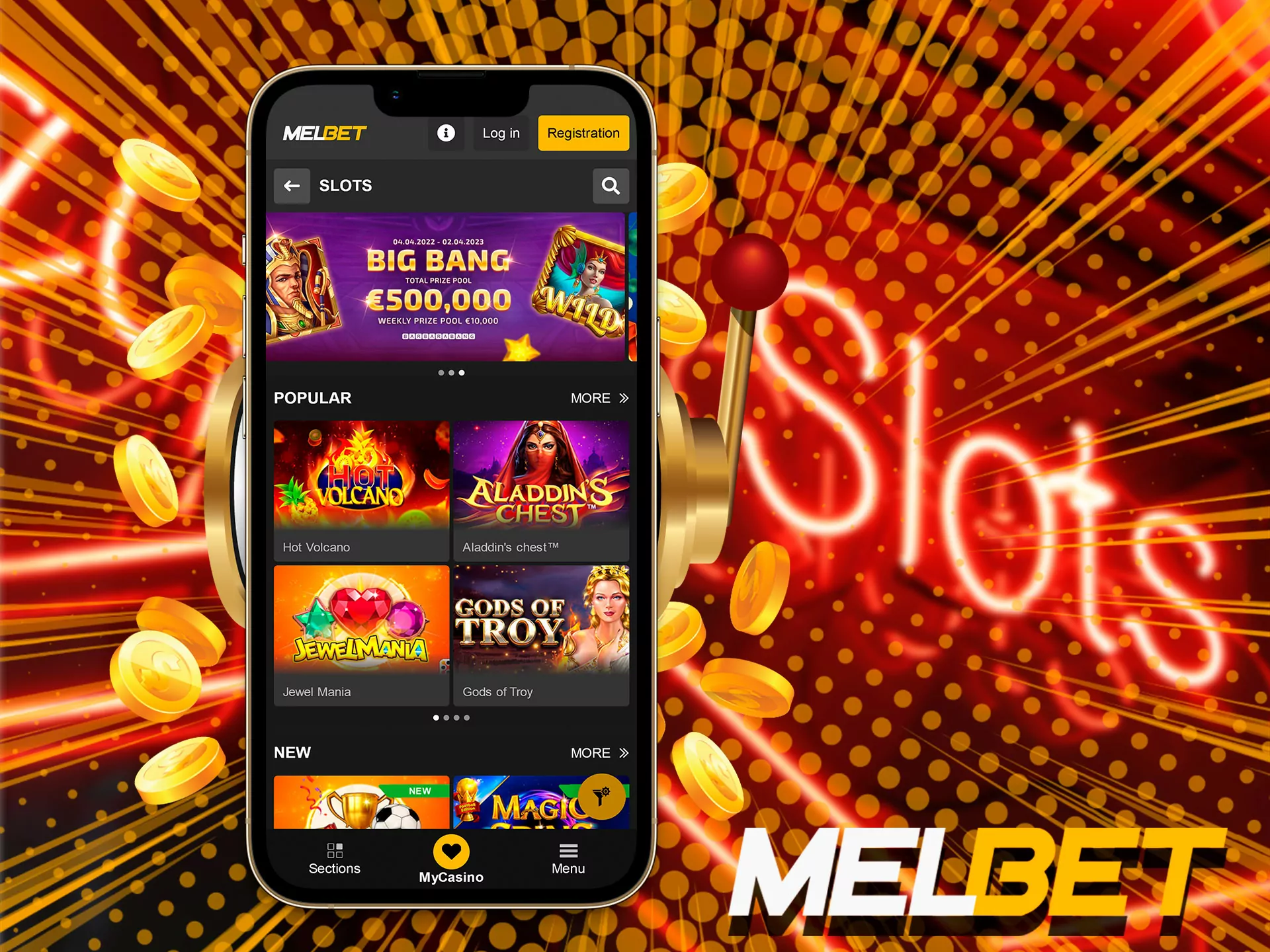 A fairly popular game among users from Bangladesh, a huge selection of slots: classic slots, and unique options with 7 reels are all available at Melbet casino slots.