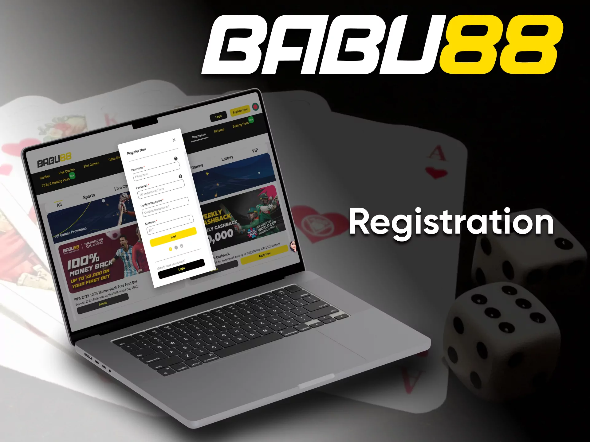 Input your information to create an account for the Babu88.