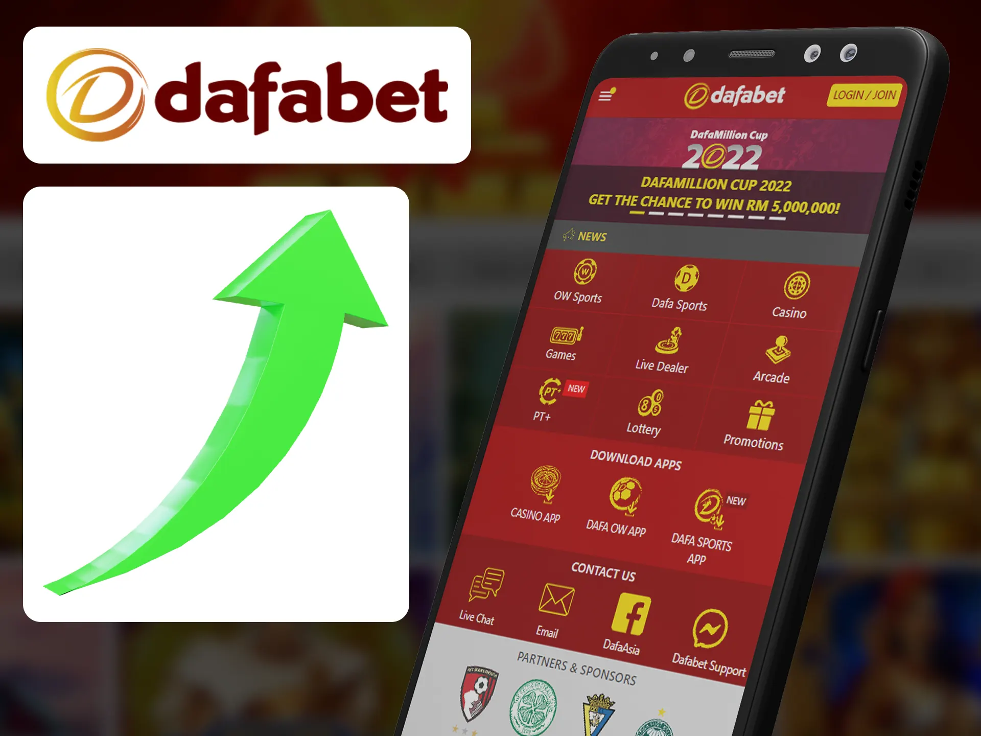 Dafabet app updates automatically when you logging in.