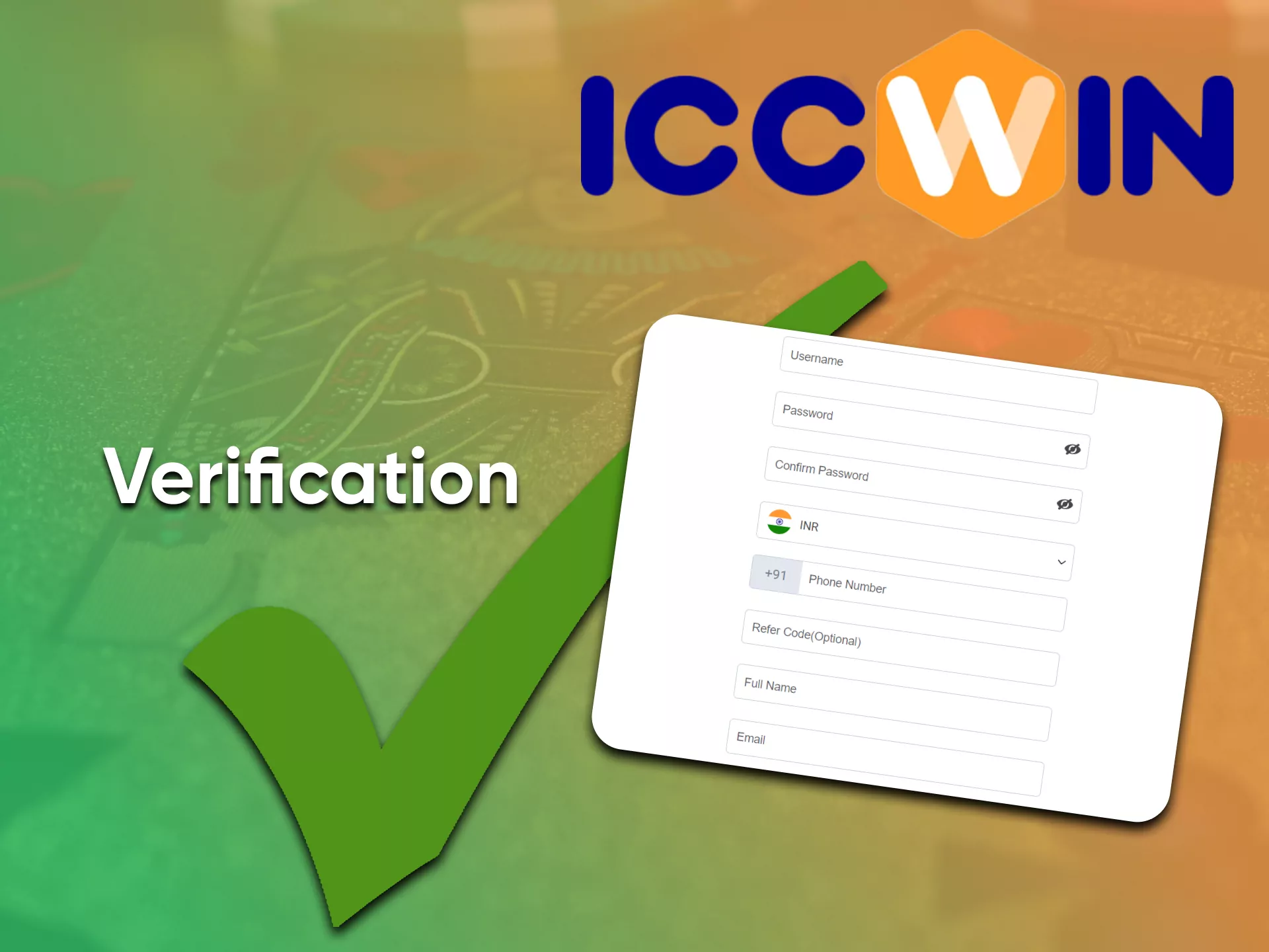 Enter your details for games at the casino from ICCWin.