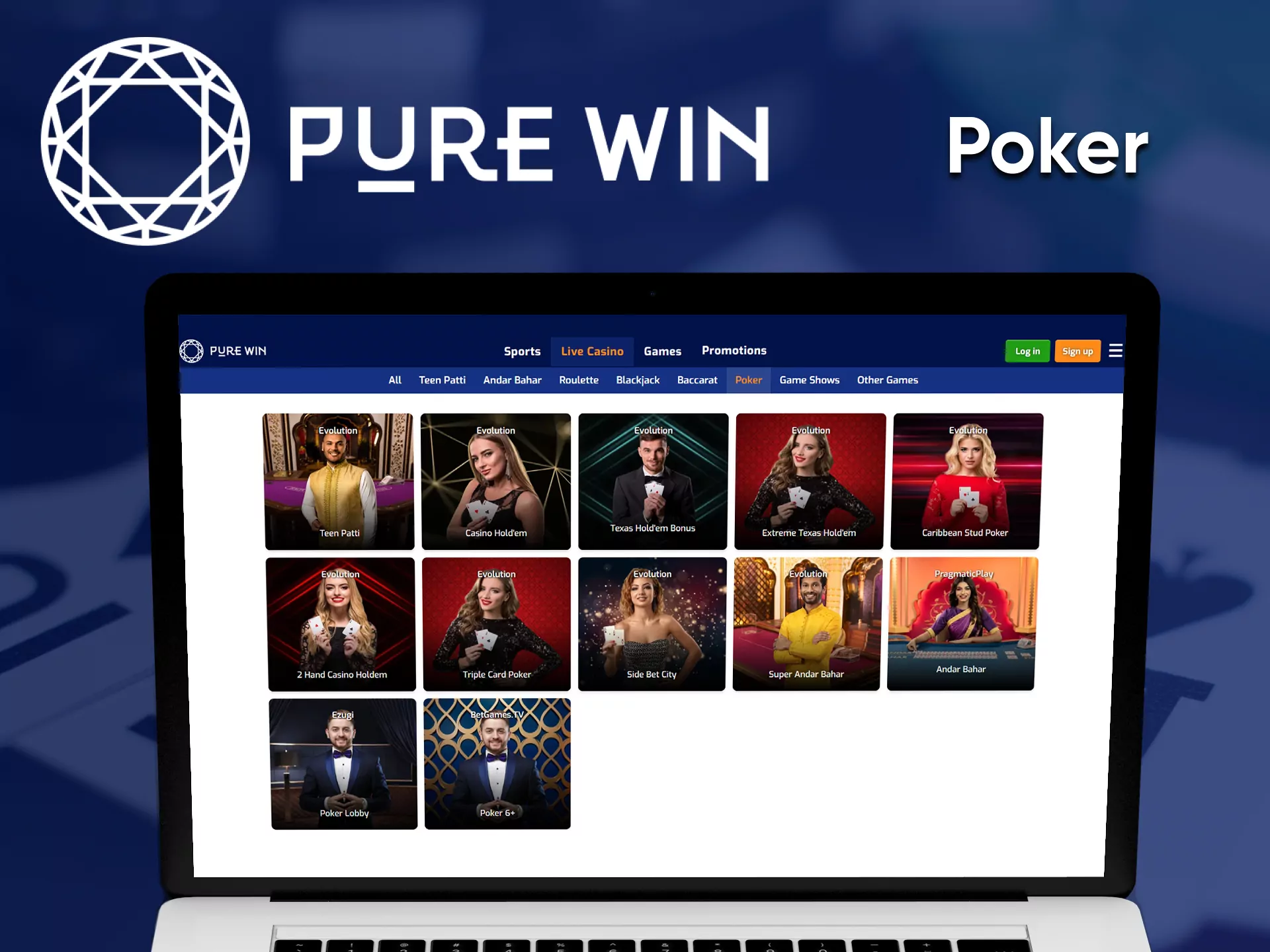 Choose a section with Poker from Pure Win.