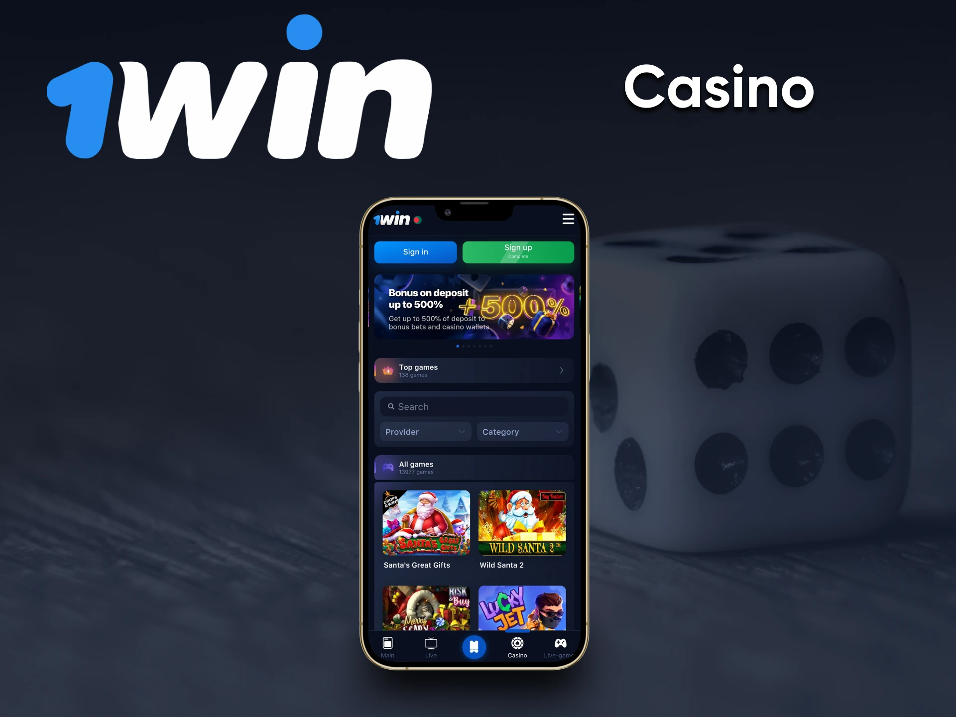 On the 1win service you can play in the casino.