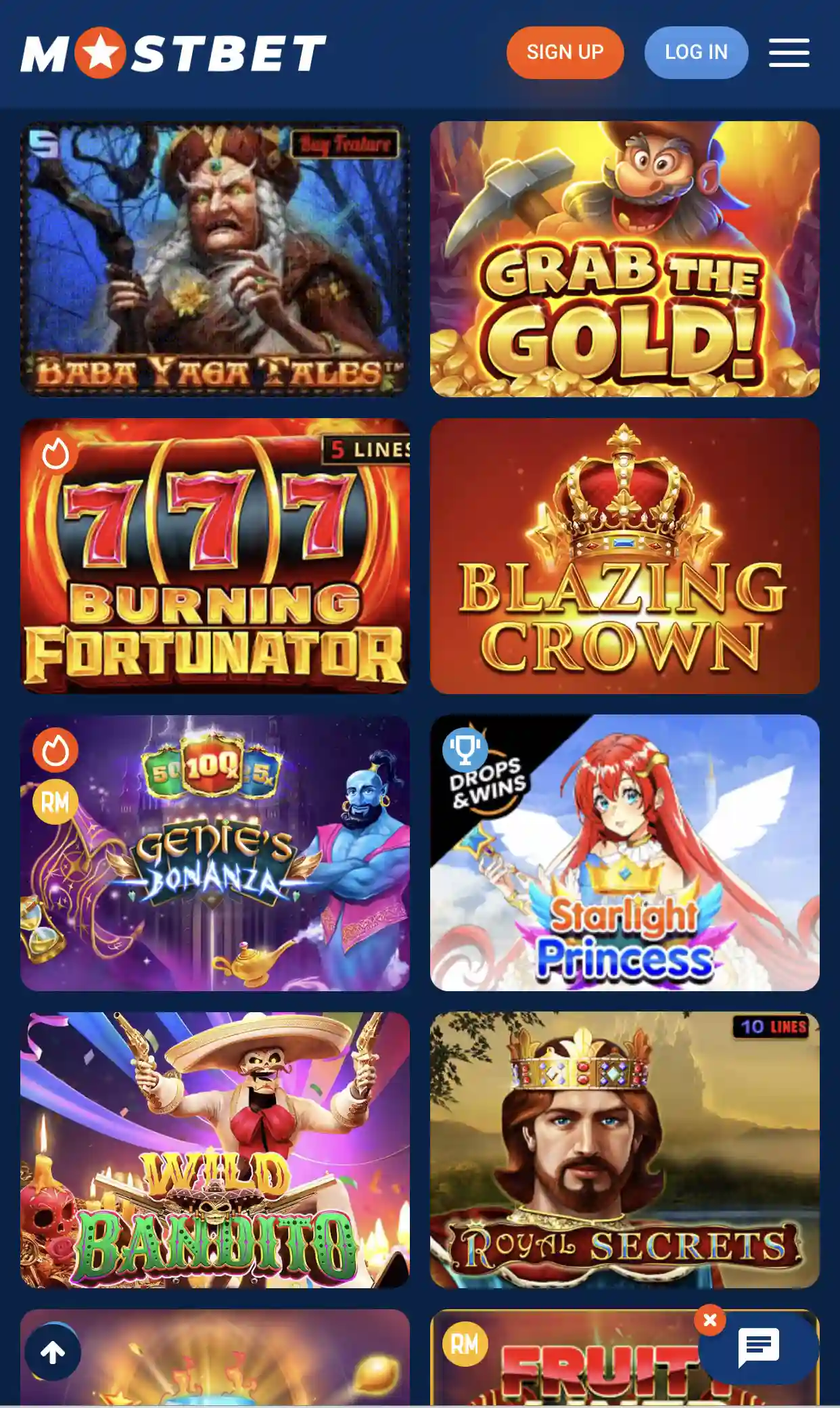 A wide range of games to suit all tastes for Mostbet players.