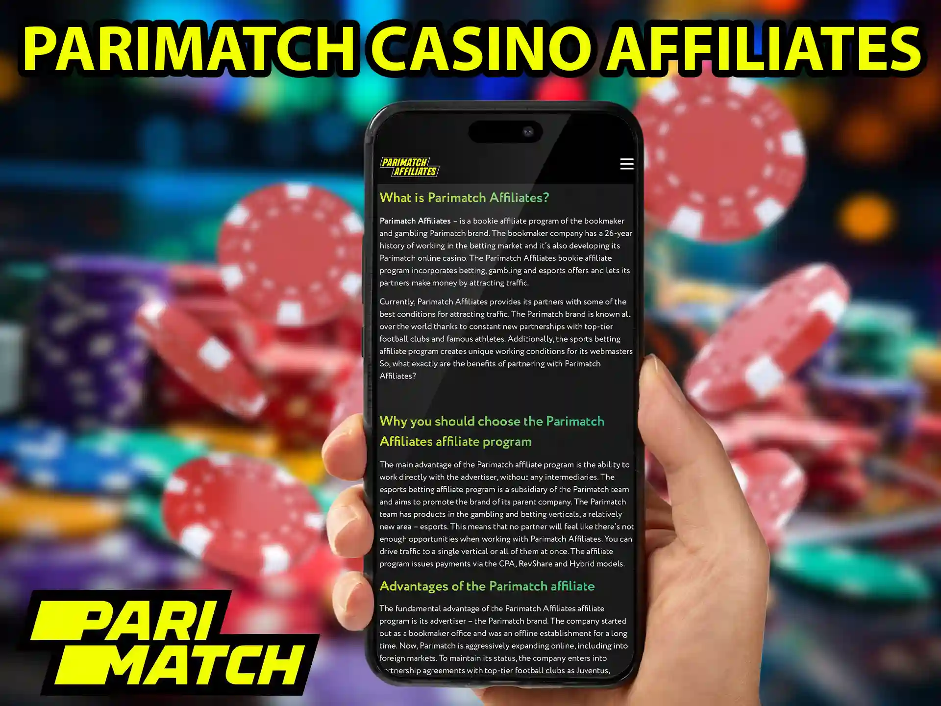 Bring new players to the Parimatch website and get rewarded within the affiliate program.