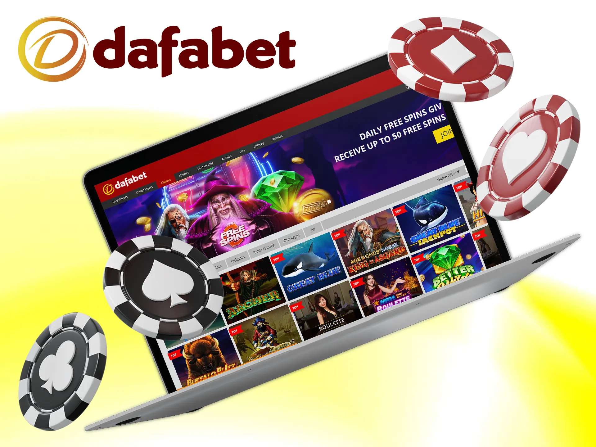 Play casino games and win money at the Dafabet casino.
