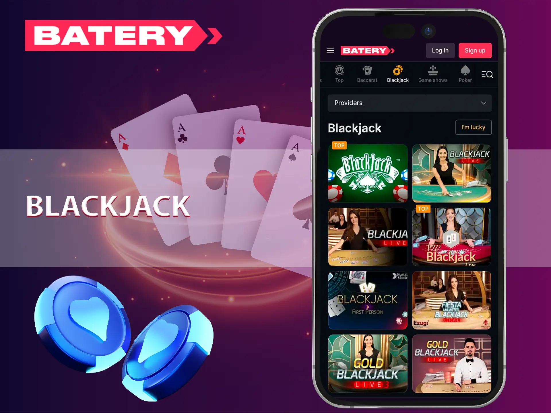 Win at Blackjack from Batery Casino.