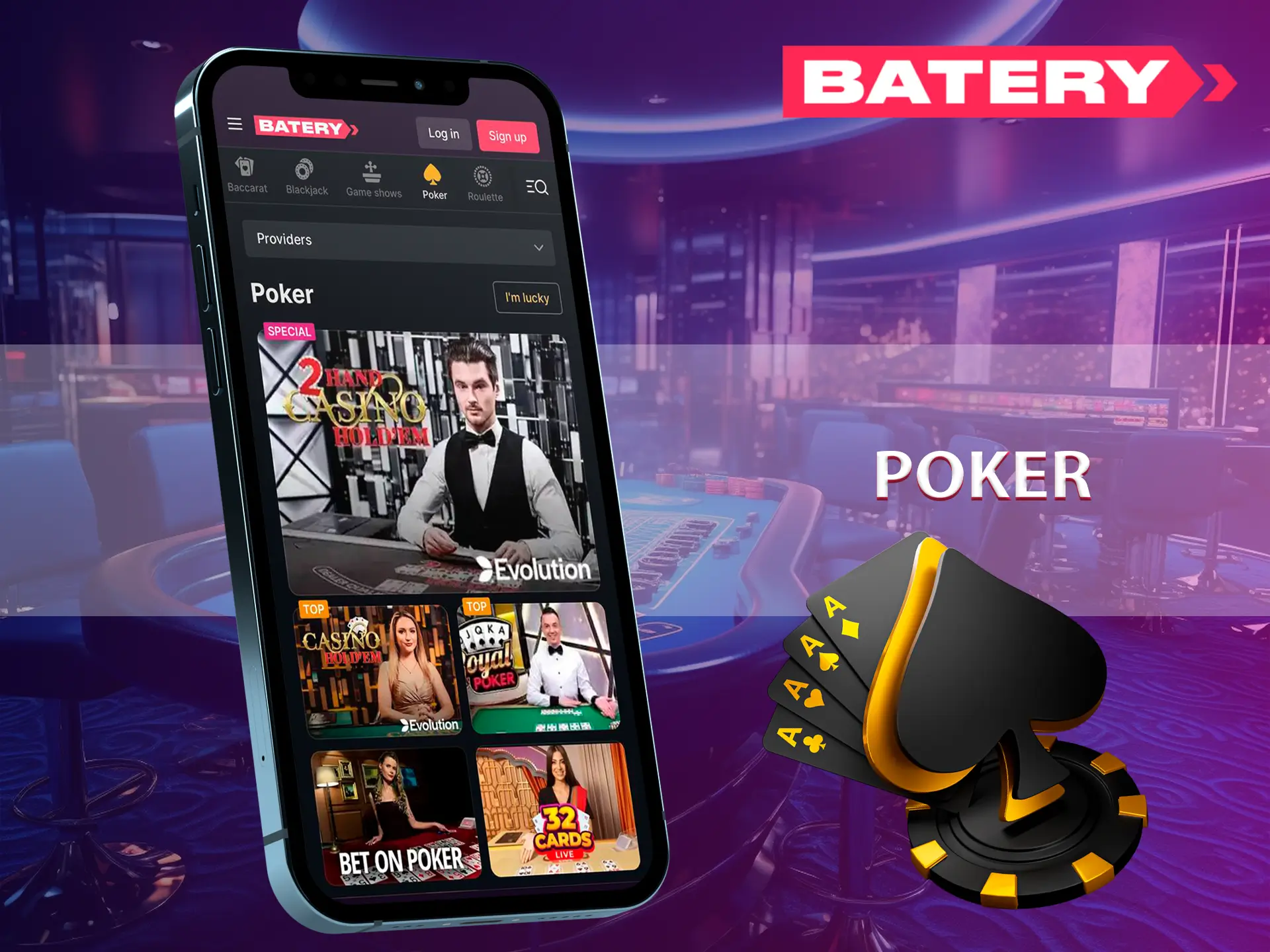 Put together the best combination in poker from Batery.