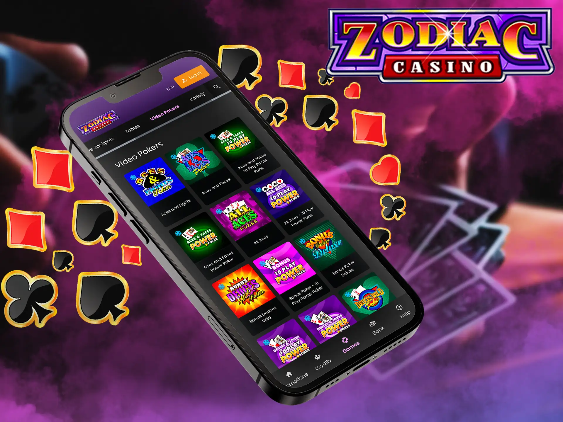 This section is available to play with real and virtual dealers, various card combinations are waiting for players Zodiac Casino.